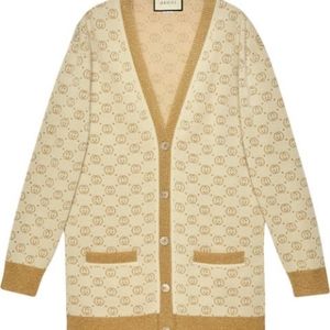 🆕 GUCCI Monogram GG Jacquard Fine Wool Cardigan